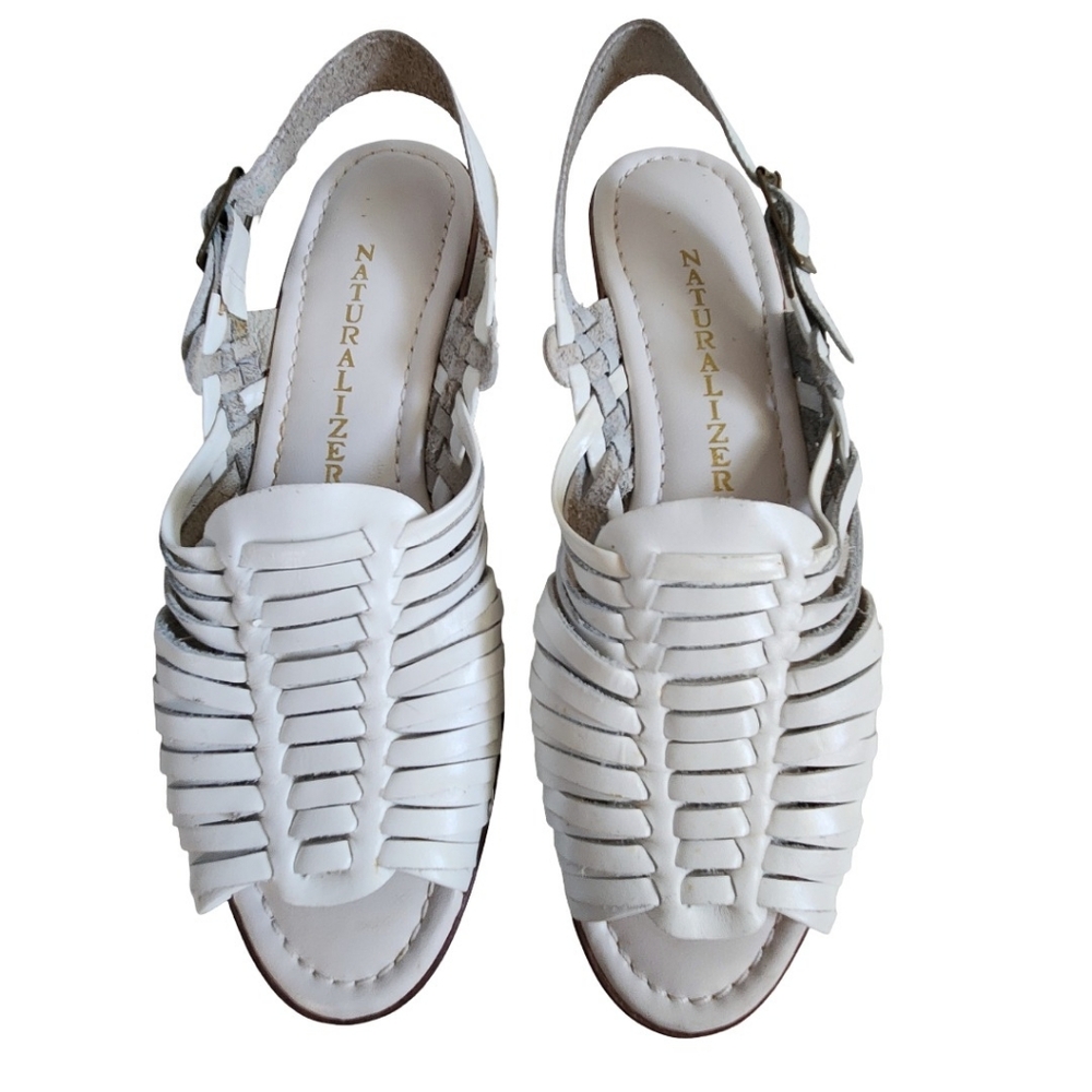 Naturalizer White Woven Huarache Sandals (8N)
